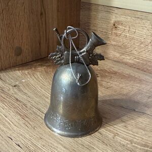 Vintage Silver Plated  Bell with Decorative Horn and Leaves